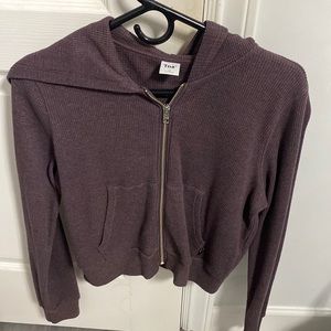 Aritzia TNA waffle knit zip jacket